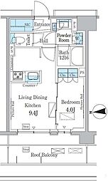 パークアクシス新宿百人町 1LDKの間取図画像