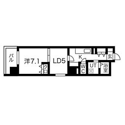 ヴァローレ布施 1LDKの間取図画像