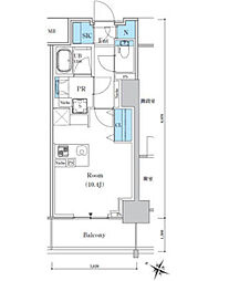 ロイヤルパークスＥＲ万代 4階ワンルームの間取り