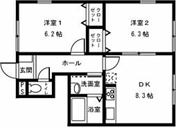 シリウスコート 2DKの間取図画像