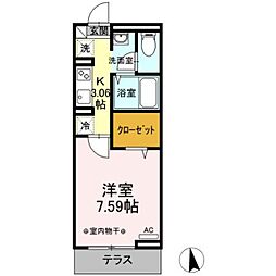 リビングヴィレッジ新柴又 1階1Kの間取り