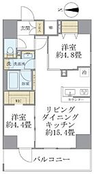 デュオフラッツ葛西 10階2LDKの間取り
