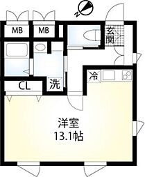 Ｈｉｓｕｉ　Ａｐａｒｔｍｅｎｔ 3階ワンルームの間取り