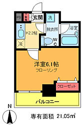 プレール・ドゥーク本所吾妻橋 1Kの間取図画像