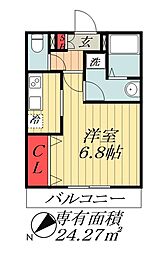グラン海神 1Kの間取図画像