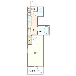 フォンテーヌ 1Kの間取図画像