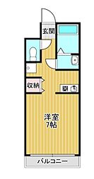 フェリスKY 1階ワンルームの間取り