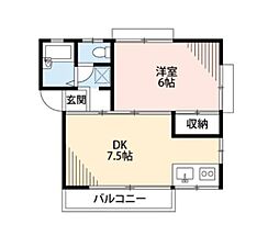 サニーハイツ 2階1DKの間取り