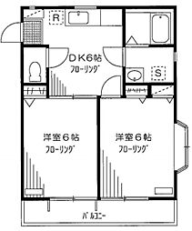 フレグランスミツシ 2階2DKの間取り