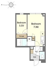 ｂ’ＣＡＳＡ川崎III 1階1LDKの間取り
