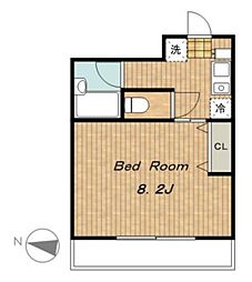 JR横浜線 橋本駅 徒歩5分の賃貸マンション 4階1Kの間取り