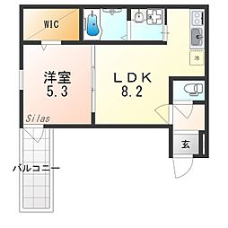 JR片町線(学研都市線) 長尾駅 徒歩6分の賃貸アパート 2階1LDKの間取り