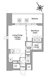バウスフラッツ蔵前 9階1LDKの間取り
