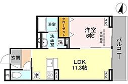 グランヴィル 3階1LDKの間取り