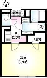 ミモザパレス平井 1Kの間取図画像