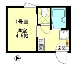あおばトラスト新中野 1階1Kの間取り