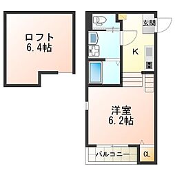 ハーモニーテラス清水丘II 1階1Kの間取り