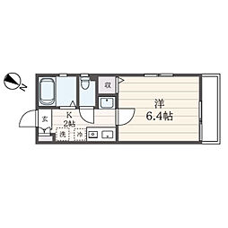 横浜鎌谷フラット 1階1Kの間取り