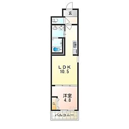 おおさか東線 高井田中央駅 徒歩11分の賃貸アパート 1階1LDKの間取り
