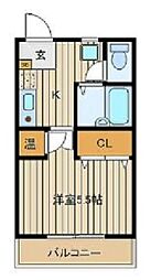 セレーネ常盤台 1階1Kの間取り
