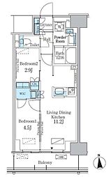 パークアクシス新宿百人町 5階2LDKの間取り