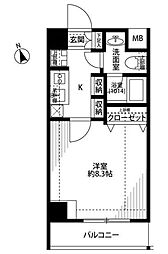 プレール・ドゥーク高円寺2 1Kの間取図画像