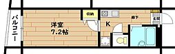 フラット5藤崎 1Kの間取図画像