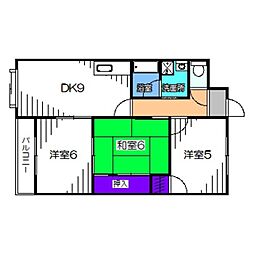 アンメゾン北花田 3階3DKの間取り