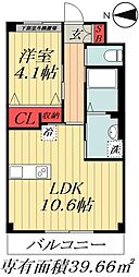 JR総武線 東船橋駅 徒歩2分の賃貸マンション 2階1LDKの間取り