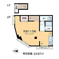 西新井ハウスイースト ワンルームの間取図画像