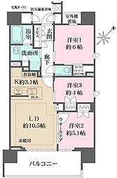 ザ・パークハウス東中野プレイス 3LDKの間取図画像