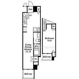 カスタリア中目黒 6階1LDKの間取り