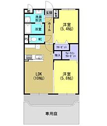 ウェル・ビュー桜 2階2LDKの間取り