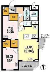ロイジェント上板橋 2LDKの間取図画像