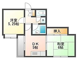 マーキス舞松原 4階2DKの間取り