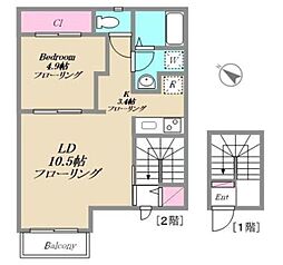 ナーシサス・コート大倉山A 1LDKの間取図画像