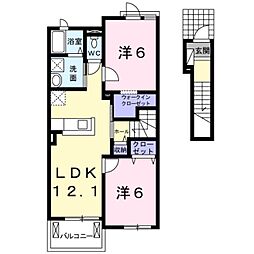 メゾンフラワー 2LDKの間取図画像