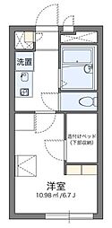 レオパレスクロスウィステリア 2階1Kの間取り