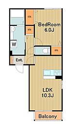 小田急小田原線 柿生駅 徒歩9分の賃貸アパート 1階1LDKの間取り