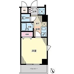 トーシンフェニックス新宿余丁町 7階1Kの間取り