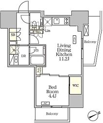 ザ・パークハビオ大森山王 18階1LDKの間取り