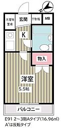 リュミエ浦安 1Kの間取図画像