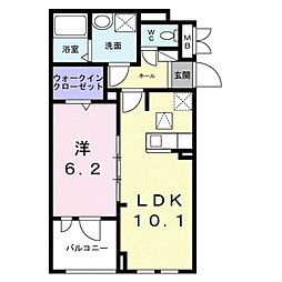 プラージュ 1階1LDKの間取り