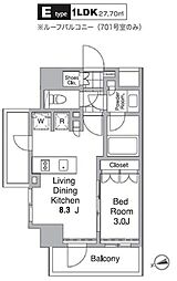 レジディア目黒4 1LDKの間取図画像