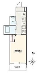 ＦＥＬＧＲＩＡ元加治 3階1Kの間取り