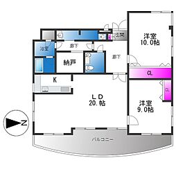 シーマックイーストマンション 2SLDKの間取図画像