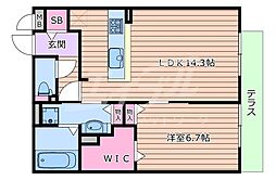 サンフラワー千里王子 1LDKの間取図画像
