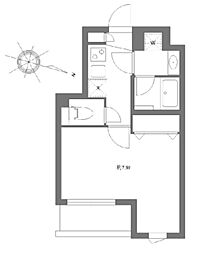 アリシアコート多摩川 1Kの間取図画像