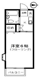 プルミエIII 2階1Kの間取り