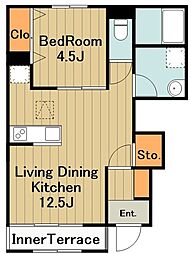 リーブルファイン相模原中央区中央 1階1LDKの間取り